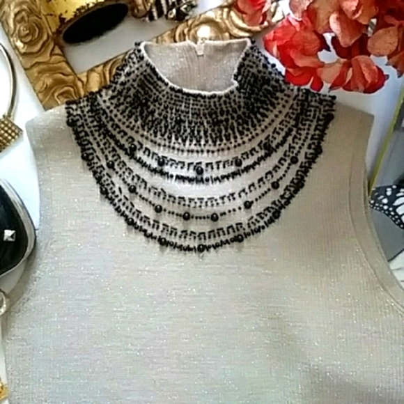 GRACE ELEMENTS Beaded Mock Neck Cocktail Pullover Sweater Top - Picture 4 of 8